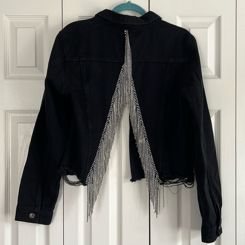 Unique Beaded Black Jean Jacket!